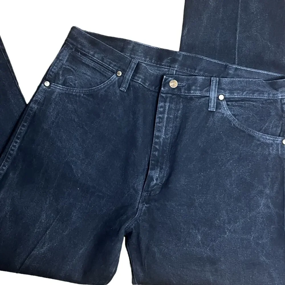 Vtg Wrangler Washed Black High Rise Western Tapered Leg Jeans Tall 34X36